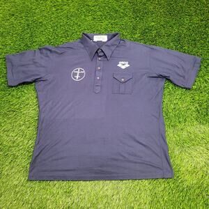 Vintage 80s MOD Polo Shirt 2XL/3XL 25x29 Navy-Blue USA